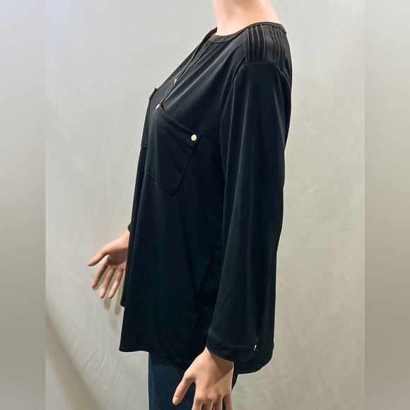 Anne Klein Black Blouse with Gold Logo Buttons Size: XL Great Condition! - Picture 3 of 8